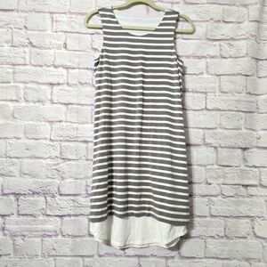 Garnet Hill Double Layed Tank Dress Gray/ White Size XS